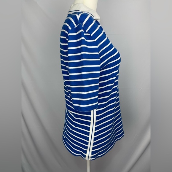 Tommy Hilfiger polo shirt open V-neck white and blue stripes women’s size S - Picture 5 of 17